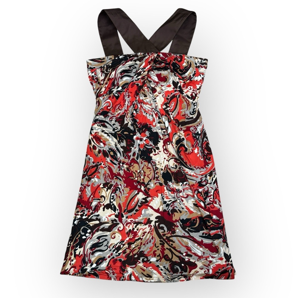 Badgley Mischka Women's Ruched Halter Dress Bold Abstract Print Women's‎ 12